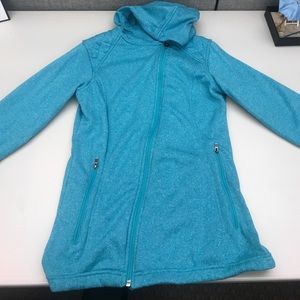 Blue asymmetrical fleece jacket hoodie